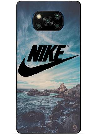 Силиконовый бампер чехол для xiaomi poco x3 с рисунком nike
