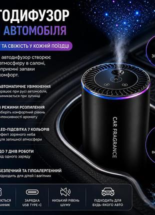 Розумний автомобільний дифузор ароматів з led підсвіткою та usb живленням