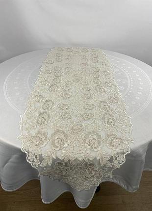 Дорожка велюровая acme с кружевом 45*140 diva krem