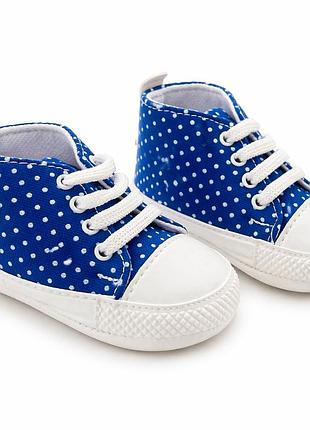 Пинетки-кеды детские leoncino sport в горошек, синие (размер 18) 5-8 мес