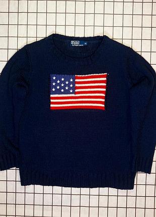Свитер polo ralph lauren вязаный с американским флагом