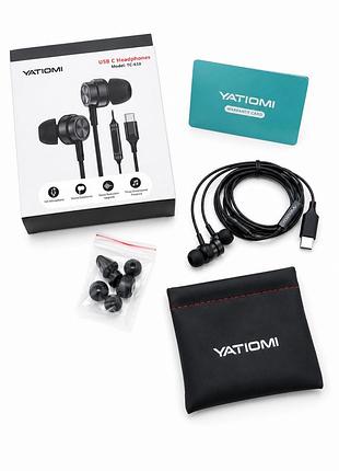 Навушники yatiomi tc-610 usb type-c дротові вакуумні з мікрофоном та шумозаглушенням для samsung xiaomi huawei чорні