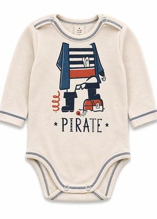 Дитяче боді для хлопчика "pirate", розмір 80 (12 міс), сіре з довгим рукавом.