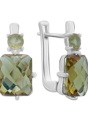 Сережки срібні родовані 925 проби з великим султанітом 6.973ct, англійський замок, колір хамелеон