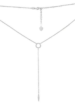 Серебряное колье с фианитами, родированное, проба 925, женское, 2.71 гр, 45-50 см (модель 2196990)