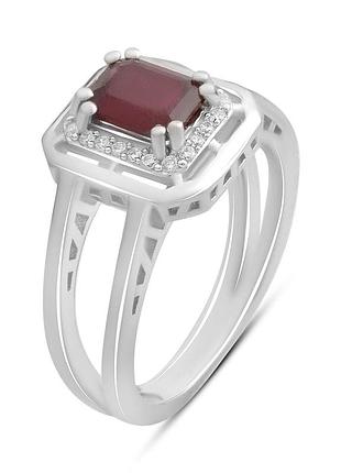 Кільце срібне родоване з натуральним рубіном 1.717ct, 925 проба, жіноче, 17.5 розмір