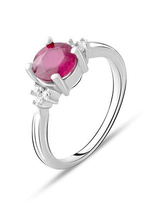 Срібне кільце з натуральним рубіном 2.207ct, родоване, 925 проба, розмір 17.5