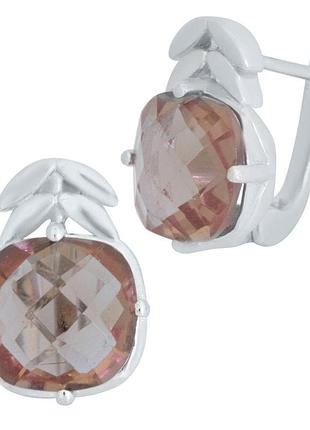 Сережки срібні родовані з султанітом 7.337ct, проба 925, хамелеон, англійська застібка