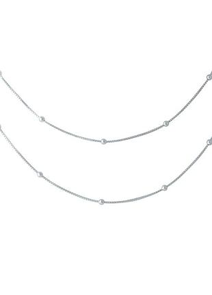 Серебряное колье 6063, родированное, женское, проба 925, без камней, вес 6.37 г