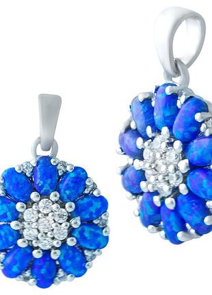 Підвіска срібна родована з опалом 1.533ct, проба 925