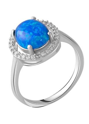 Срібна каблучка зі штучним опалом 1.175ct, родована, проба 925, розмір 17.5