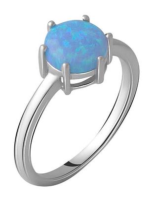 Родоване срібне кільце 925 проби з опалом 0.905ct, розмір 17, вага 2.16г