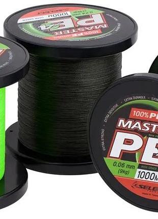 Шнур select master pe 1000m (салат.) 0.08mm 11kg