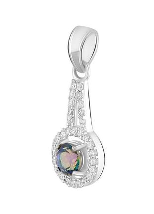 Підвіска срібна родована з містик топазом 1.26ct, проба 925, жіноча