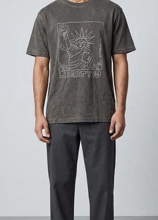 Футболка мужская primark x keith haring серая с принтом liberty, xl