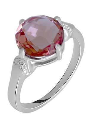 Серебряное родированное кольцо с султанитом 3.833ct, высокогокачества, размер 17, вес 3.48г