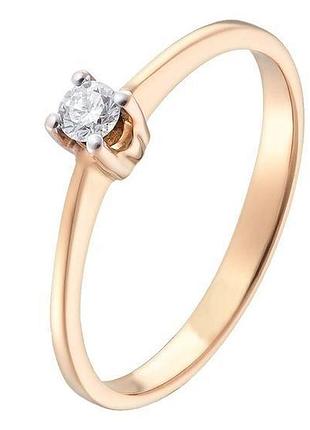 Золота каблучка k0045red0080 з натуральним діамантом 0.08ct, 585 проба, розмір 18