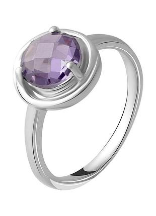 Женское серебряное родированное кольцо с искусственным александритом 2.338ct, проба 925, размер 18