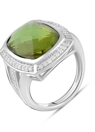 Серебряное родированное кольцо с султанитом 9.313ct, проба 925, размер 18, вес 7.94г