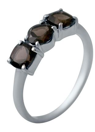 Срібне кільце з натуральним раухтопазом 1.417ct, родоване, проба 925, розмір 18.5