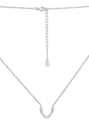 Серебряное колье 925 пробы с фианитами, родированное, женское, 40-45 см, вес 2.09 г