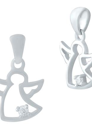 Серебряная подвеска родированная с фианитами 0.062ct, проба 925, женская