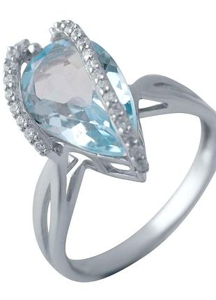 Серебряное кольцо с натуральным топазом 5.47ct, родированное, проба 925, размер 18, вес 4.22 гр (2042587)