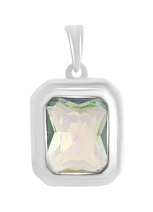 Подвеска серебряная родированная с мистик топазом 2.4ct, проба 925, женская, прямоугольный камень