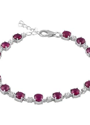 Серебряный браслет родированный с натуральным рубином 11.263ct, проба 925, размер 17-20 см
