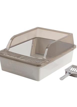 Туалет для кішок із лопаткою taotaopets 263303 gray котячий лоток