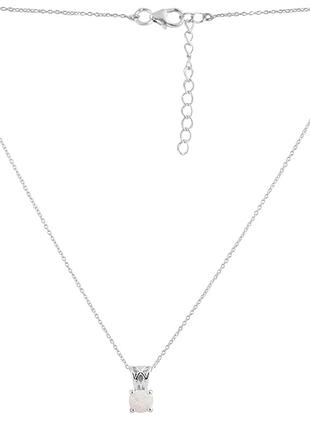 Колье серебряное родированное с опалом 0.425ct, 925 проба, вес 2.11г, размер 45-50см, модель 2126539