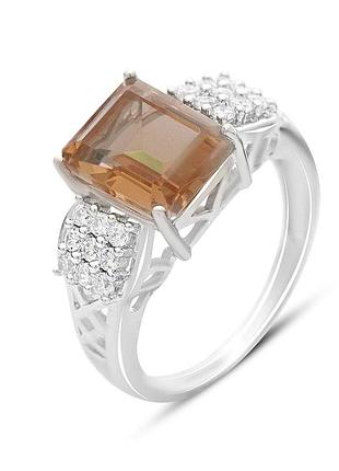 Серебряное родированное кольцо с султанитом 4.122ct, проба 925, размер 18, хамелеон