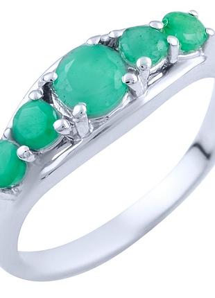 Срібне кільце з натуральним смарагдом 2.495ct, родоване, проба 925, розмір 17.5