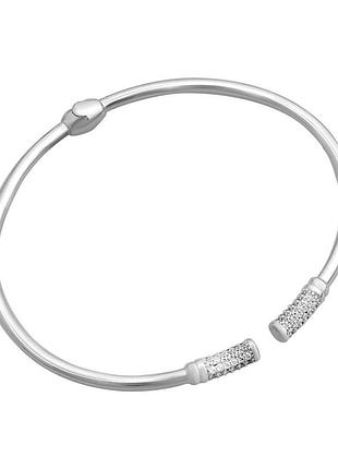 Золотой родированный браслет 585 пробы с фианитами 0.96 ct, женский, размер 18