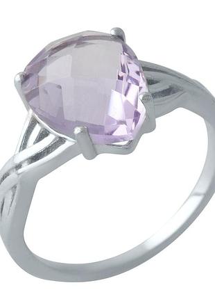 Кільце срібне 925 родоване з натуральним аметистом 3.133ct, розмір 17.5