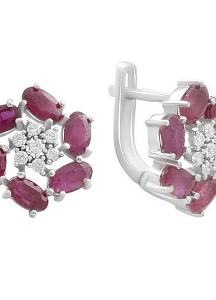 Срібні сережки 925 проби з натуральним рубіном 4.27ct, родовані, англійська застібка