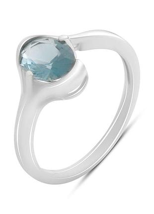 Кільце срібне з топазом лондон блю 0.817ct родоване, розмір 17