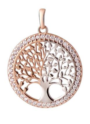 Подвеска золотая 585 пробы с фианитами 0.45ct, женская, комбинированный цвет металла