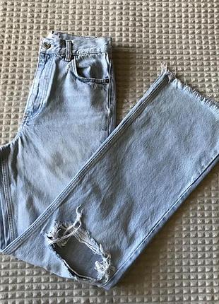 Женские джинсы zara палаццо с рваностями  размер s
