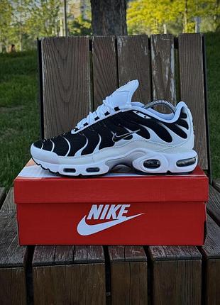 Кроссовки nike air tn plus найк эир ти эн плюс сетчатые бело-черные для мужчин весна лето