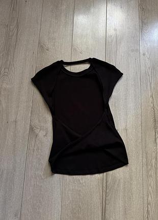Zara футболка з відкритою спиною топ чорний