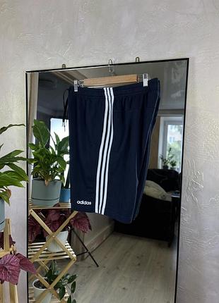 Спортивні шорти adidas три смуги темно-сині трикотажні