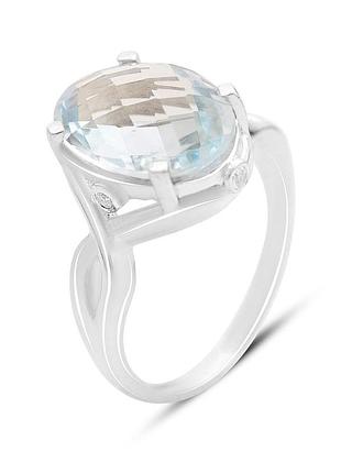 Каблучка срібна родована з натуральним топазом 6.743ct, розмір 18, проба 925, арт. 2165958