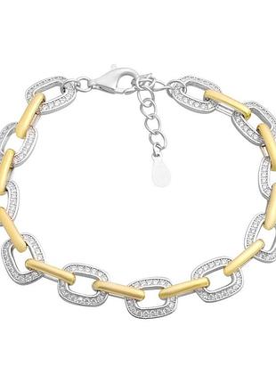 Браслет срібний родований з фіанітами 925 проба, жіночий, 17-20 см, вага 11.32 гр