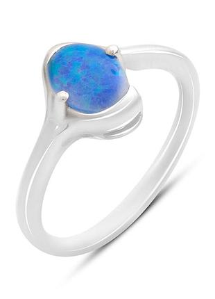 Срібне кільце з опалом 0.467ct, родоване, проба 925, розмір 18