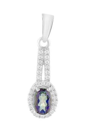 Підвіска срібна родована з містик топазом 1.33ct, проба 925