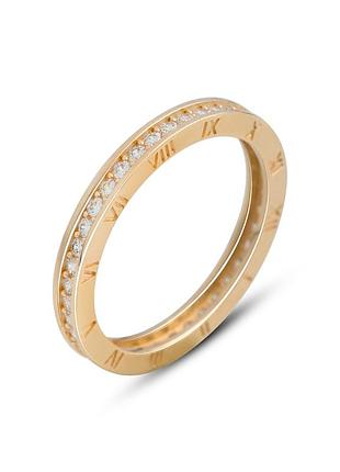 Золота каблучка 585 проби з фіанітами 0.84ct, червоне золото, розмір 17.5