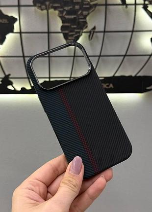 Чехол carbon pattern magsafe для iphone 17 pro, противоударный карбоновый чехол с magsafe iphone 17 pro