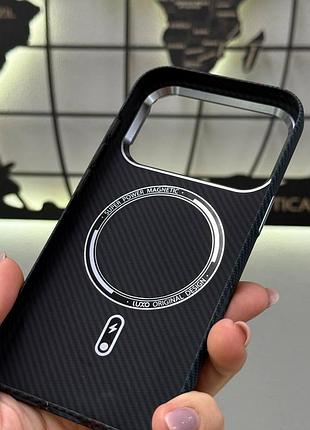 Чехол carbon pattern magsafe для iphone 17 pro, противоударный карбоновый чехол с magsafe iphone 17 pro 9