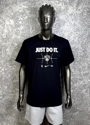 Nike tee nets футболка xl размер баскетбольная черная с принтом